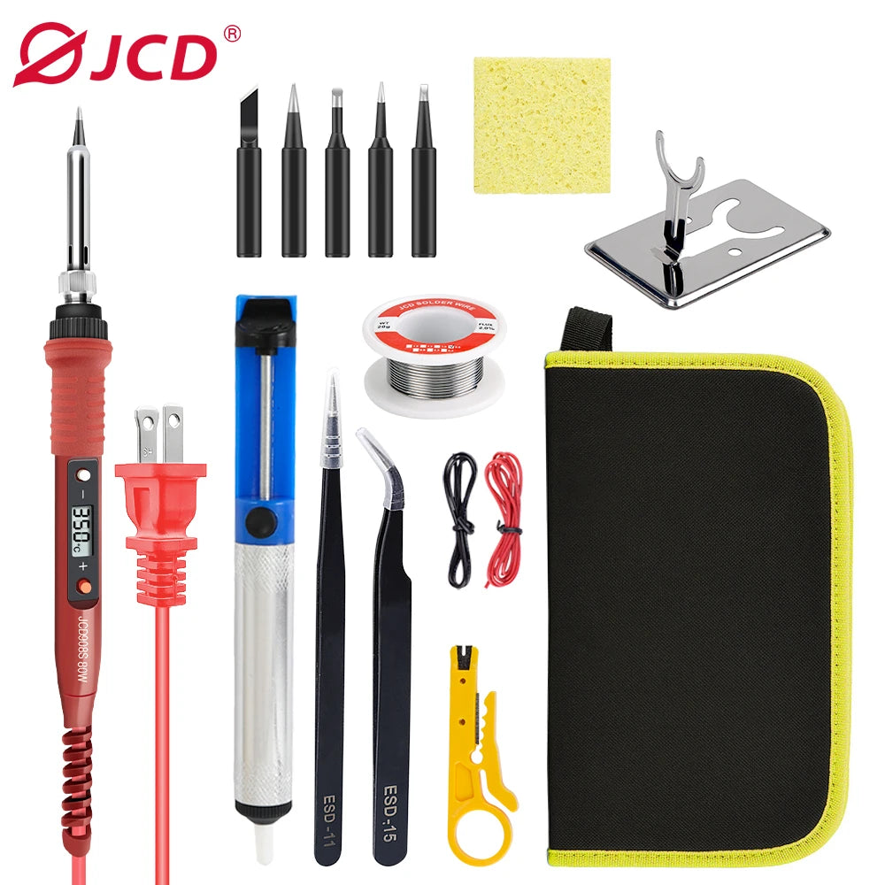 JCD 908S Electric Soldering Iron Kit Set 220V 110V 80W LCD Display Adjustable Temperature Home Handmade DIY Welding Repair Tools