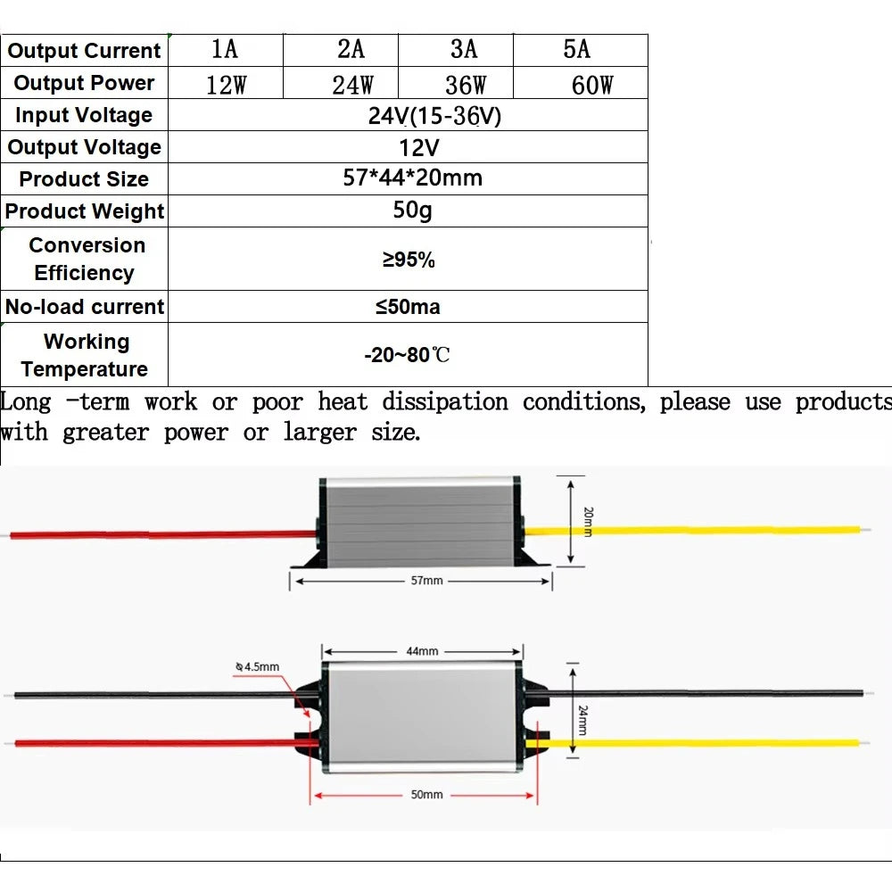 24V to 12V 24 Volt DC-DC Power Converter Buck Converter Regulator Car Supply 24V to 12V Step Down Reducer Buck Transformer Model