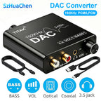 192KHz/24Bit DAC Digital to Analog Audio Converter Digital SPDIF Optical Toslink Coaxial to Analog Stereo L/R RCA and 3.5mm Jack