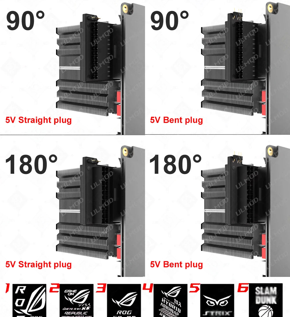 Motherboard 24PIN Custom Image Converter Lighting Power Supply 24P To 90/180 Degree MOBO Adapter Connector Steering Head MOD