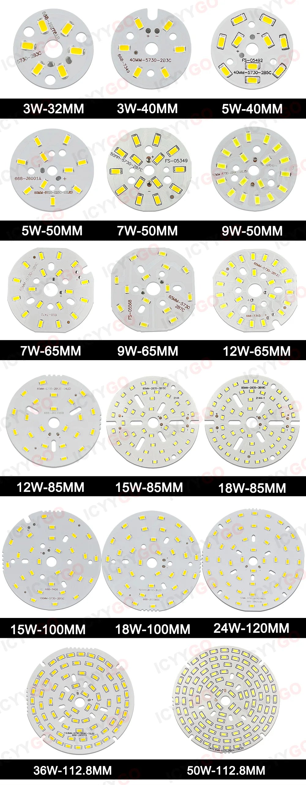 1PCS LED Light Source Round Light Panel 3W 5W 9W 15W 18W 24W 36W 50W SMD5730 DIY Light Bulb Modification Light Panel Accessories