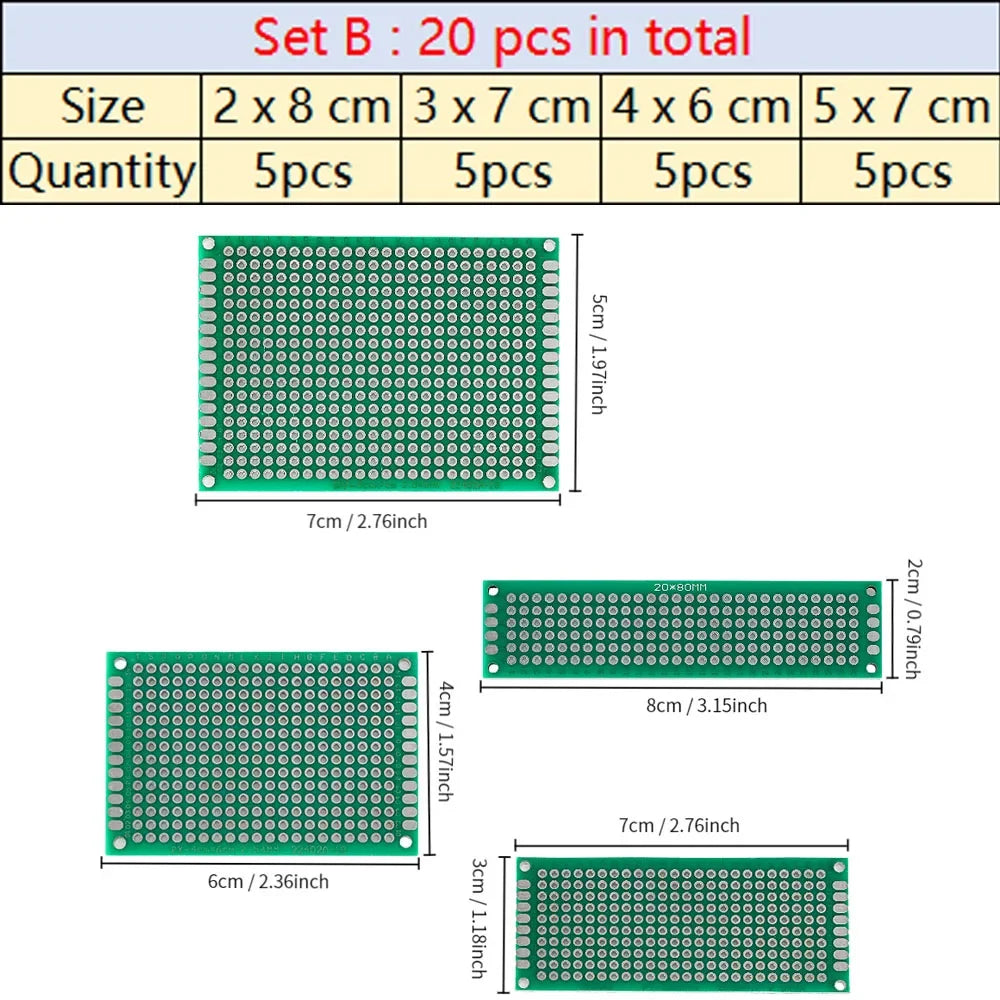 Universal PCB Circuit Protoboard Double Sided Breadboard 2x8 3x7 4x6 5x7 7x9CM Stripboard Prototyping Board DIY Electronic Kit