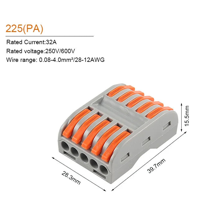 5PCS Universal Quick Compact Wire Connector Push-In 2/3/4/5 Pin Conductor Terminal Block Led Light Connector With Lever