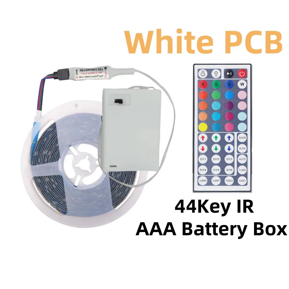 5V LED Strip Lights RGB 5050 3AA Battery Powered Flexible LED Light Strip with Remote Control for TV Backlight Bars Cabinets