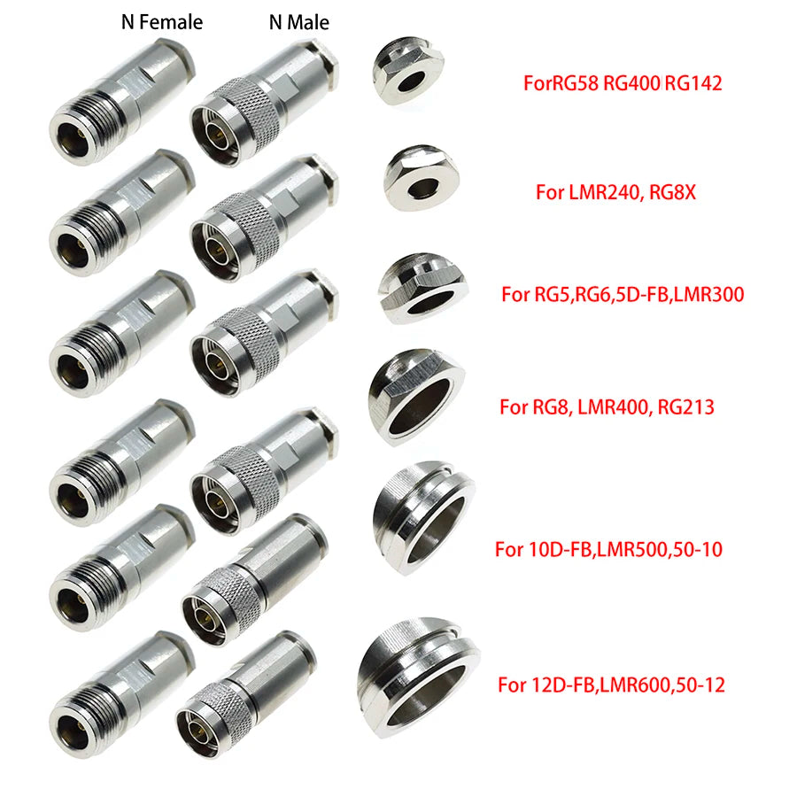 1X N Male Female clamp RG8, LMR400 RG5,RG6,LMR240, RG8X,RG58, RG400, RG142, 10D-FB,LMR500,RF Coaxial connector Coax Cable Wire