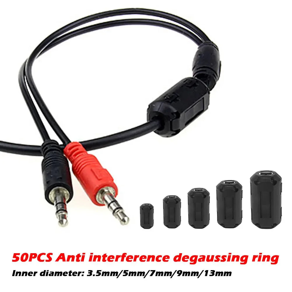 50/22pcs Clip-on Ferrite Ring Core Bead Choke RFI EMI Noise Suppressor Cable Clips for USB Audio Video & Power Cord