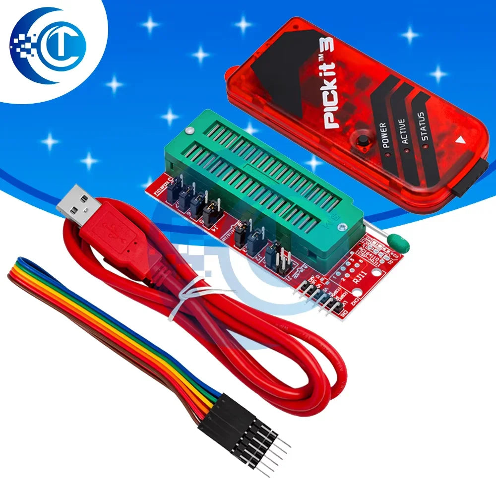 PICKIT3 PICKIT3.5 PICKIT 3 Programmer Offline Programming PIC Microcontroller Chip  +PIC Programmer adapter seat