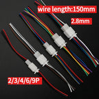 5pairs 2.8mm Automotive Controller Handle Motor Wire Connector 2/3/4/6/9P 15cm 0.75mm2 18AWG Automobile Male Female Plug Cable