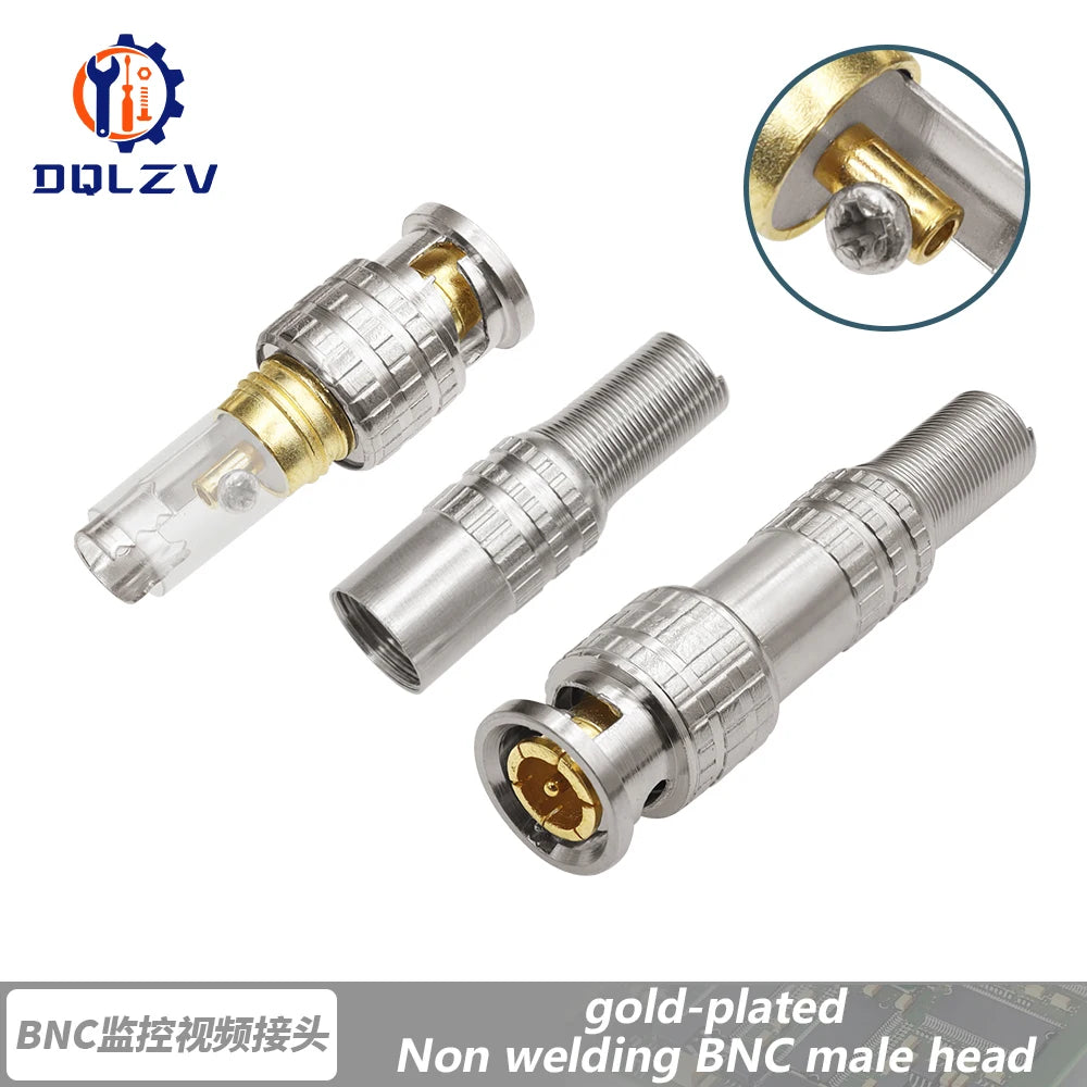 BNC JR-B25 Male Solderless BNC Connector for Security Cctv Camera System Wired Cctv Camera Security System Kit