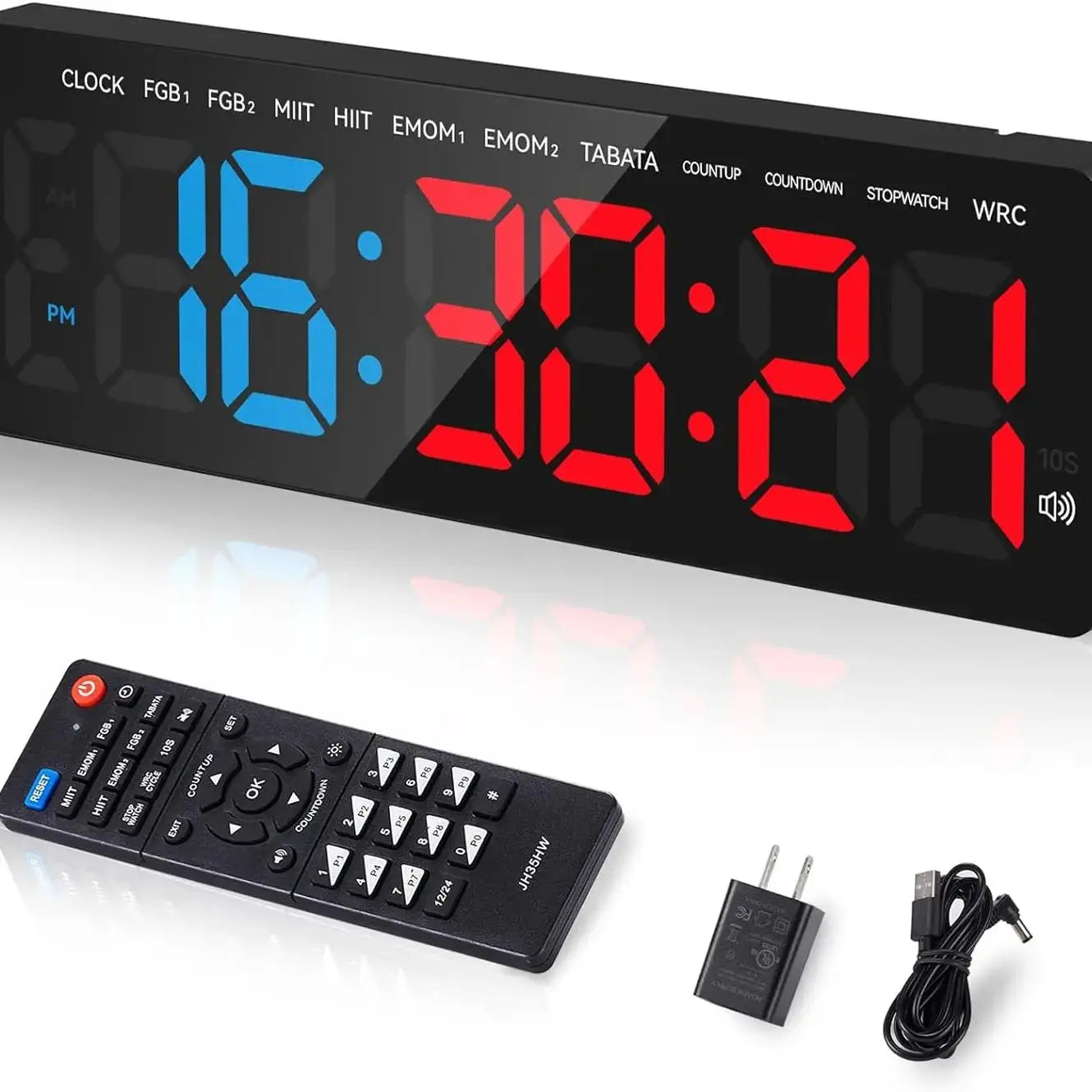 Gym Timer 3.5" Large LED Display Wall Clock Gym Interval Workout  Count Down & Up  Stopwatch Digital Timer for Fitness Home