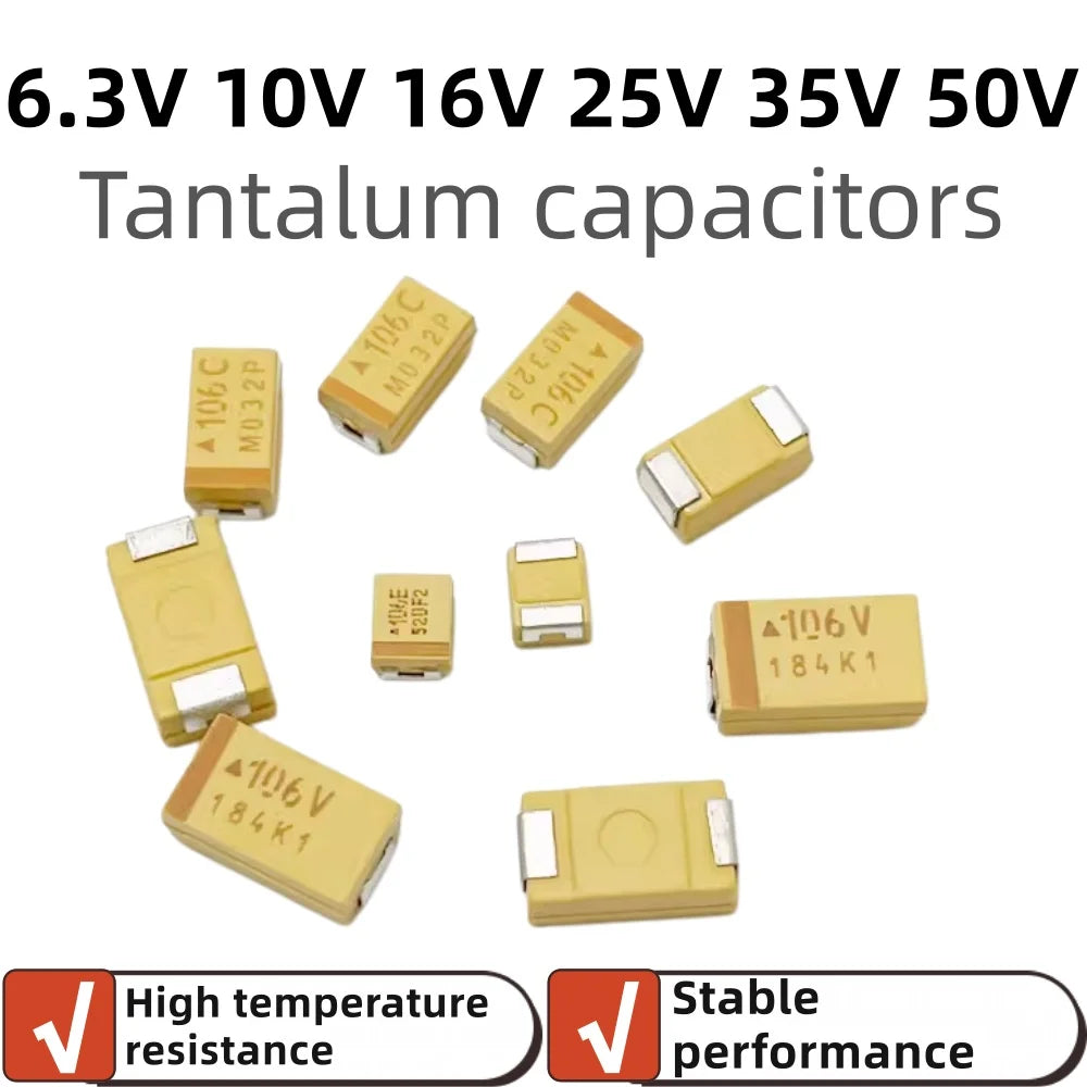 10PCS,Tantalum Capacitor 3216 3528 4.7/6.8/10/15/22/33/47UF A B C D 6.3V 10V 16V 25V 35V 50V 100UF 150UF 220UF 330UF 470UF 680UF