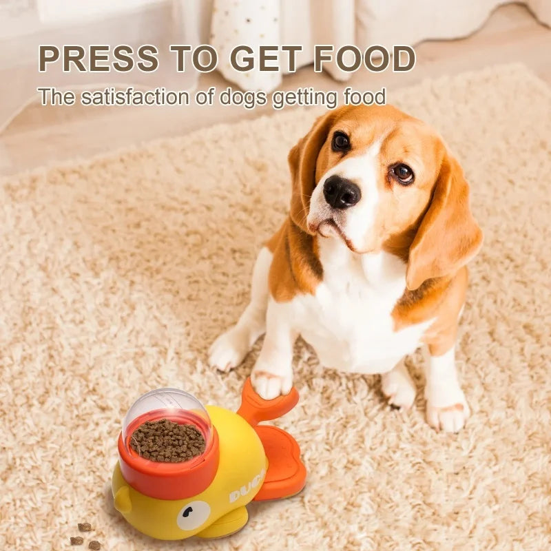 Intelligent Dog Automatic Feeder Cat Dog Puzzle Feeder Interactive Pet Food Treat Dispenser Cartoon Duck Design for Dog Training