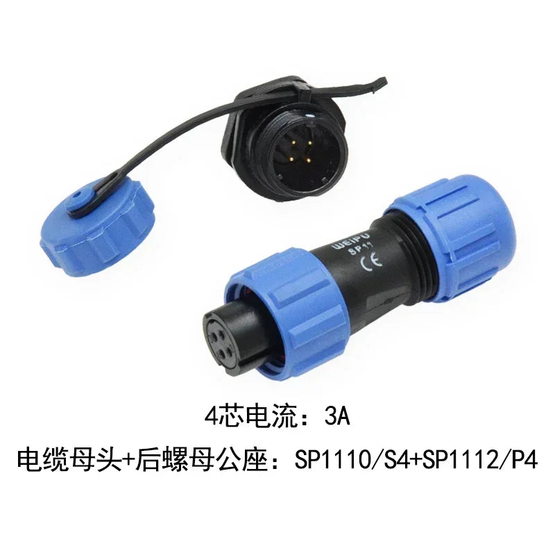 WEIPU IP67 SP1110/S SP1112/P  Female Plug Male Socket 2 3 4 5Pin Waterproof  Aviation Connector Power Adapter Charger SP11
