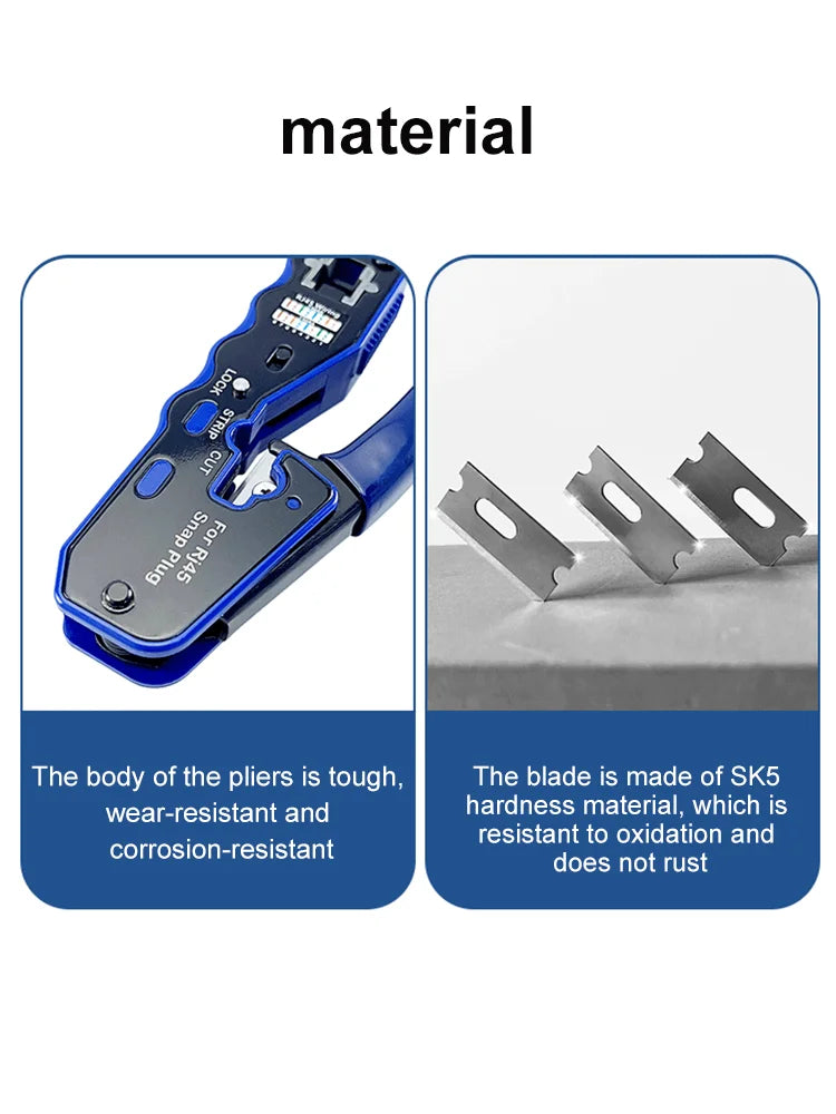 RJ45 UTP Crimper Network Tools Ethernet Cable Stripper Through-hole Connector CAT5/6/7/8 Pliers Pressing Wire Clamp Tongs Clip