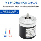 AUCHTEL 44mm IP67 Incremental Encoder 6mm Shaft Rotary Switch AB 2 Phases 10-1024-2500-3600 360 400 500 PPR 5-24VDC