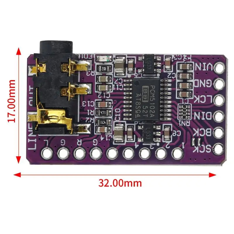 1Set PCM5102 Interface I2S DAC Decoder Player Module For Raspberry Pi PHAT Format Board Digital Audio Board