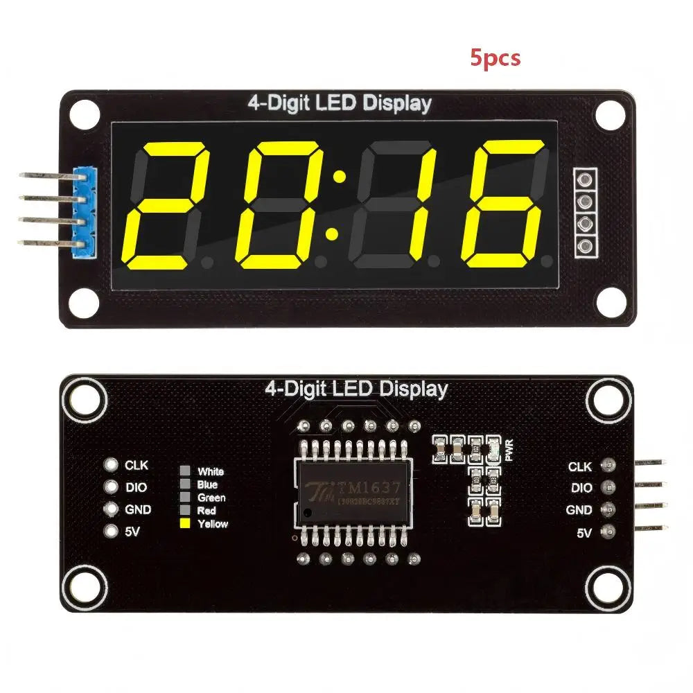 TM1637 0.56 inch Digital Tube Clock Module 4-Digit 7 Segments Double Dots LED Display for Arduino Red Blue Green Yellow White