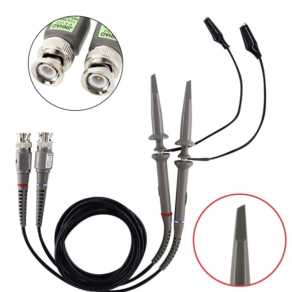 2-10PCS P6100 BNC Oscilloscope Probe Kit High Precision Scope Analyzer Alligator Clip Probes Test Leads 100MHz Oscilloscope Part