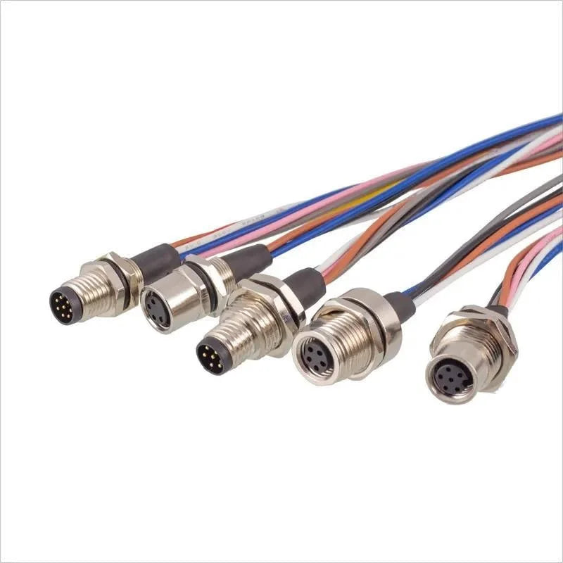 M8 Socket 3 4 5 6 8 Pins Female Male Solder Type Front Back Panel Mount Waterproof Connectors