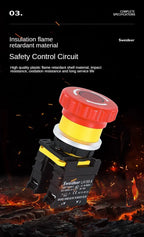 30mm Emergency Stop Button Switch with Light Mushroom Emergency Stop Power Switch Control Electrical Starter Switch 220V 10A NC