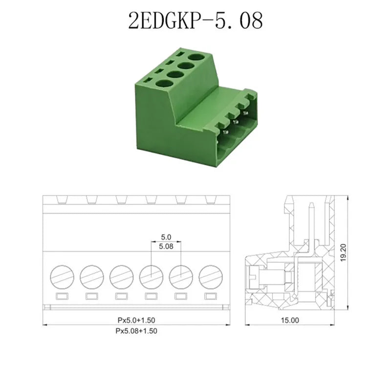 1Set 5.08MM Pluggable Terminal Blocks Connector KF2EDGKR 5.08 Butting Style 2/3/4/5/6/7/8/9/10 Pin Screw Terminal