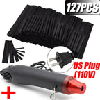 530/328/127pcs Heat Shrink Tube 2:1 Shrinkable Wire Shrinking Wrap Tubing Wire Connect Cover Protection with 300W Hot Air Gun