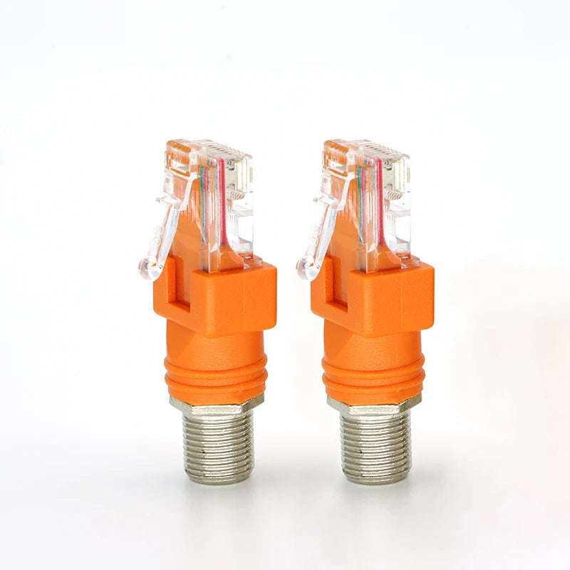 2pcs F TV Female Jack to RJ45 Male Plug Coaxial Coax Barrel Coupler Adapter RJ45 to RF Connector