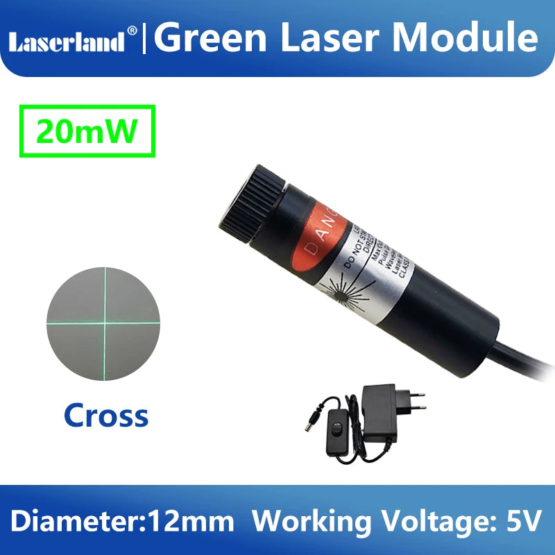 Green Laser Diode Module 20mW Dot Line Cross Projector for Alignment of Cloth Cutting Location