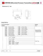 LEFOO 4-20mA Differential Pressure Transmitter Micro Sensor Measuring Air & Neutral Gas for EMS, HVAC, VAV, FC LFM108