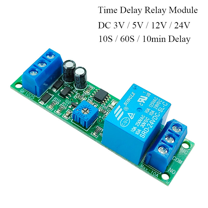 Time Delay Relay Module 3V 5V 12V 24V Triggle Delay Monostable Relay Module Adjustatle 10s 60s 10min Delay Timer Switch