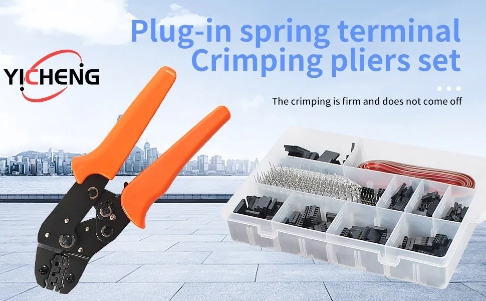 YICHENG 2.54mm Dupont Connector Kit with Ratcheting Wire Crimping Tool,Male Female Pins, Headers & Ribbon Cable