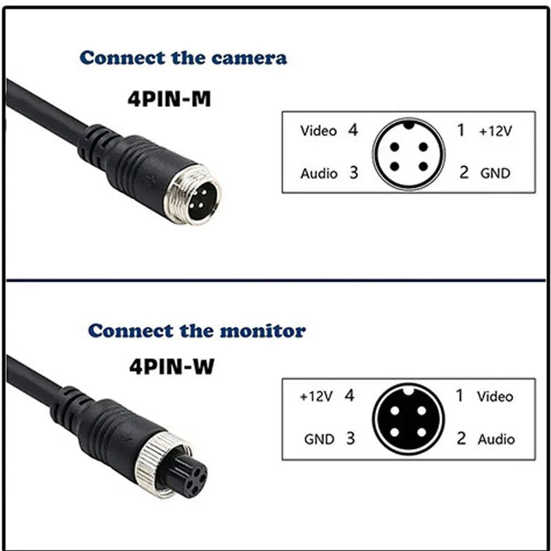 4Pin M12 GX12 Aviation Head Male/Female to RCA DC Male Female Connector Cable Plug Cord Converter for Car Rear Camera Monitor T1
