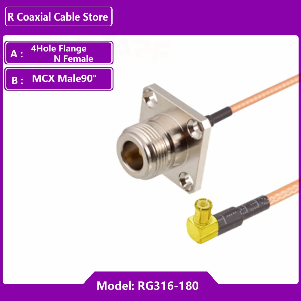 RF Coaxial RG316 Cable 4Hole Flange N Female to MMCX / MCX Male90°  Connector Extension Splitter Router GPS GPRS Wire Connecter