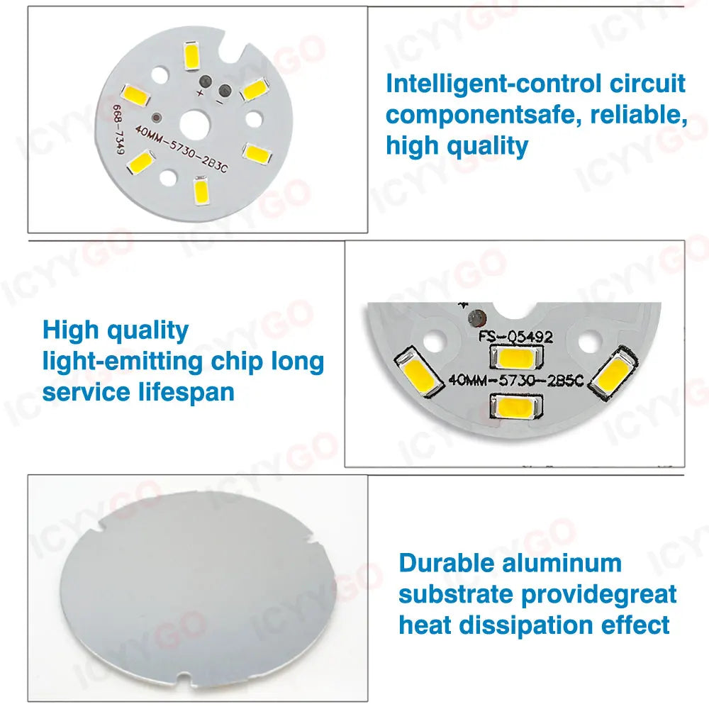 3W 5W LED PCB Board Soldering Wire Plug Wire 32MM 40MM 50MM Bulb Light Source 5730 SMD Light Board, DIY Aluminum PCB