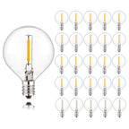 25PCS Vintage G40 LED Light Bulbs 1W E12 220V Warm White 2200K Clear Glass Equal 7W Incandescent String Light Replacement Bulb