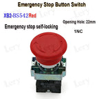 1Pcs XB2-BG21 XB2-BA31 XB2-BS54 22mm Knob Key Start Inching Power on Button Switch Self Reset Small Mushroom Head Emergency Stop