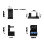 180 Degree U-shaped 100W USB 3.1 Type C Male to Female 1 to 2 Adapter OTG 10Gbps Fast Data 4K Tablet USB-C Charging Converter