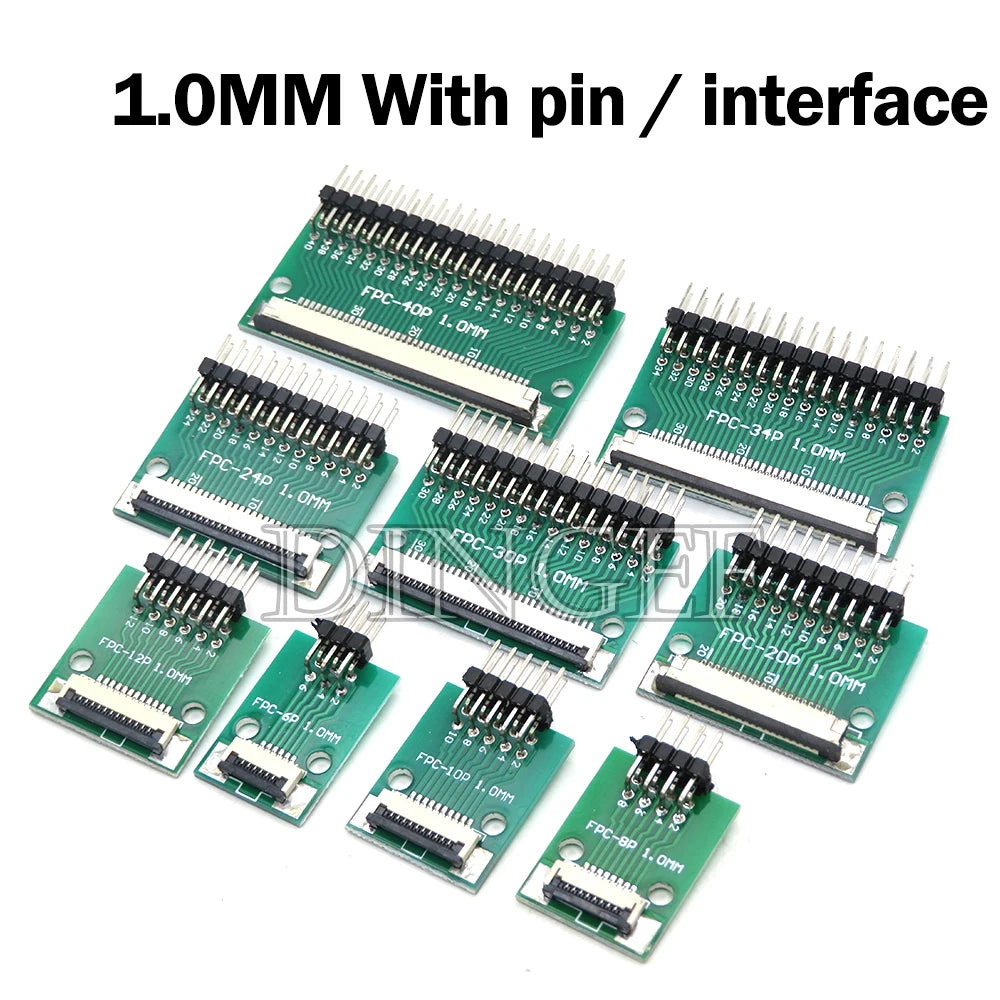 0.5mm 1.0mm pitch Connector SMT Adapter to 2.54mm hole FPC FFC Cable Welded board With Pin / Empty Board 6P 8P 10P 12P 20P 24P