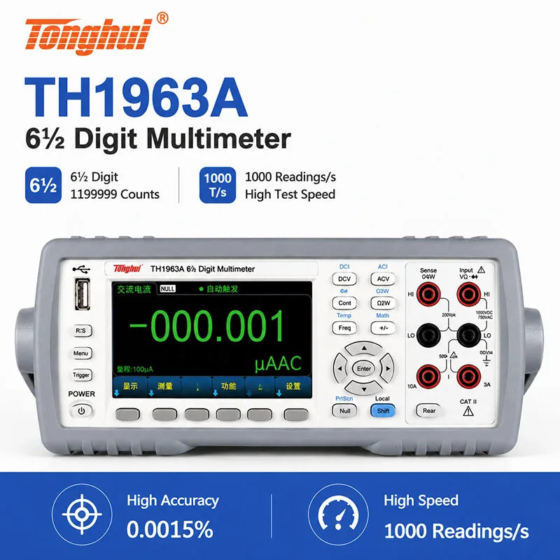 Tonghui TH1963A TH1953 6½ Digit Benchtop Multimeter, High Precision 1199999 Counts, True RMS USB RS232