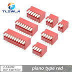 10PCS Slide Type Switch Module 1 2 3 4 5 6 7 8 9 10 12 Bit 2.54mm Position Way DIP Red Blue Pitch Toggle Switch Red Snap Switch