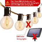 25PCS Vintage G40 LED Light Bulbs 1W E12 220V Warm White 2200K Clear Glass Equal 7W Incandescent String Light Replacement Bulb
