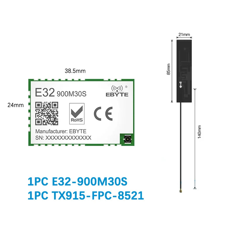 SX1276 Lora Wireless Module 868/915MHz E32-900M30S 10KM Long Distance SPI Low Power Consumption SPI LoRa Spread Spectrum Module