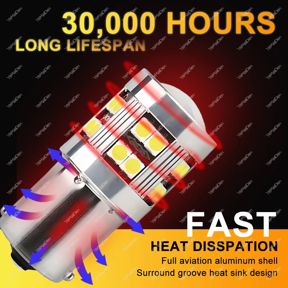 2/4 PCS CANBUS 1156 BA15S 1157 BAY15D LED Bulb For Car Turn Signal Reverse Brake Parking Lights 12V 24V 3030-24SMD 1000LM White