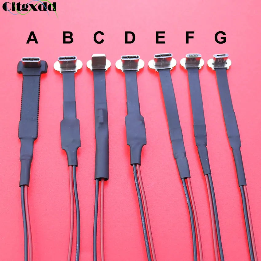 Micro USB Type-C Connector FPC 2Pin 3Pin W/ Resistor R1 Soft Flat Cable Male Charging Cable Fast Charge Wire Extention For Phone