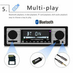 Bluetooth Vintage Car FM Radio MP3 Player USB Classic Stereo Audio Receiver AUX