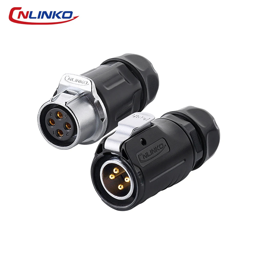 CNLINKO LP20 2/3/4 Pin IP68 Waterproof Quick Circular Connector Panel Mount Electrical Power Connector for Outdoor Eqiupments