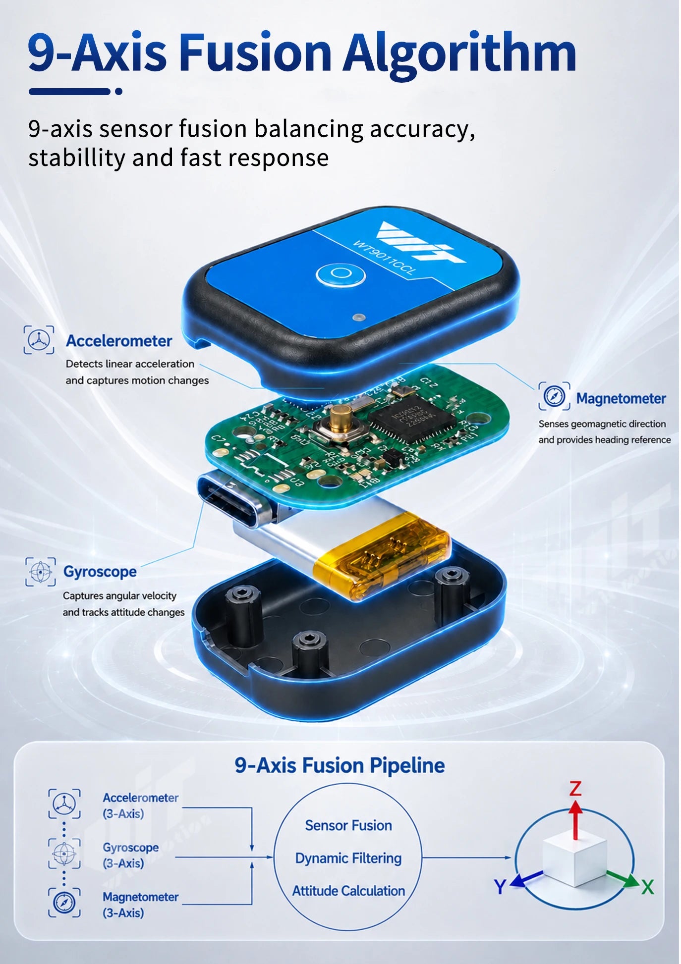 WitMotion WT9011DCL Bluetooth 5.0 Accelerometer Gyroscope Angle Sensor Electronic Compass Magnetometer Inclinometer