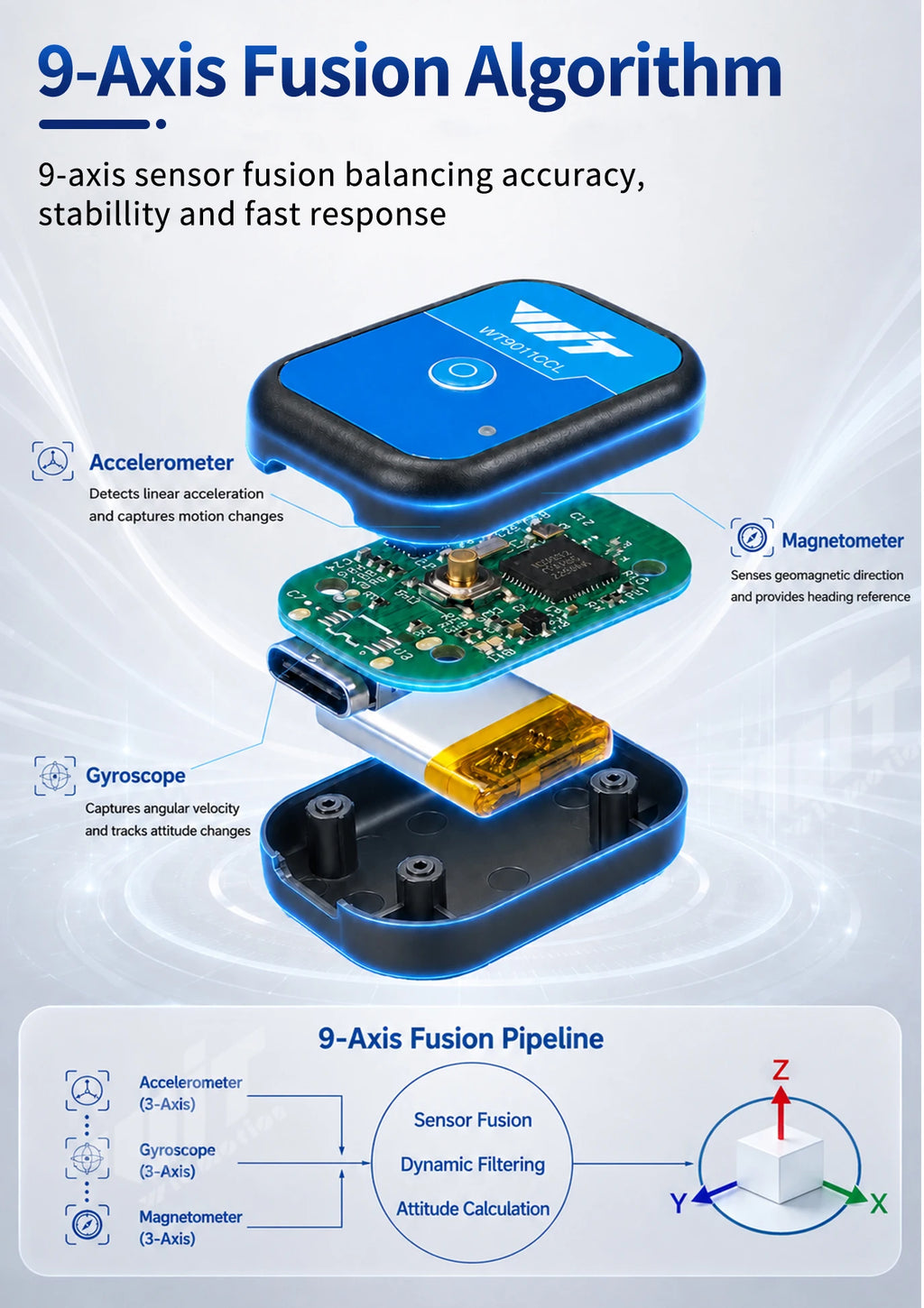 WitMotion WT9011DCL Bluetooth 5.0 Accelerometer Gyroscope Angle Sensor Electronic Compass Magnetometer Inclinometer for Arduino