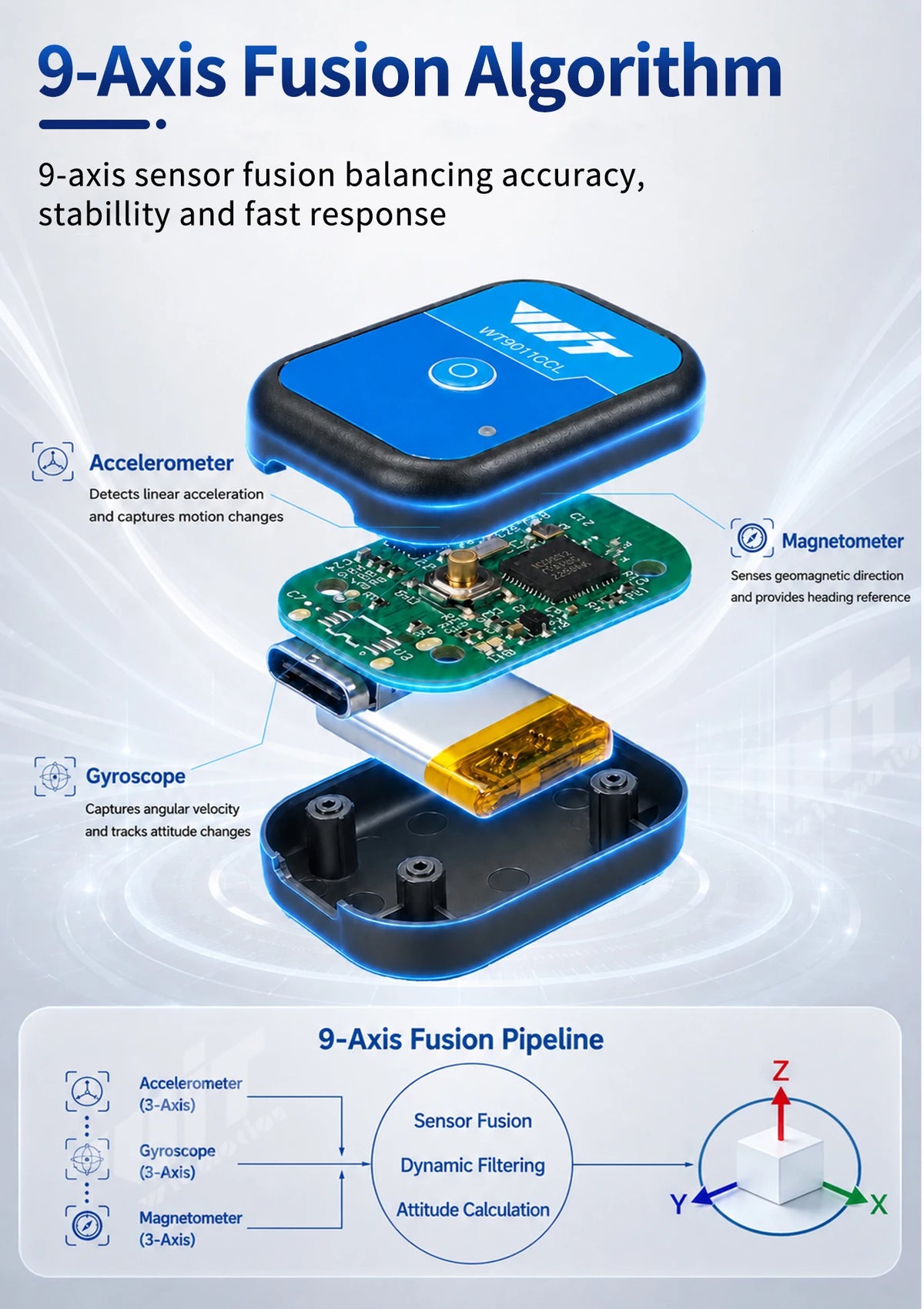 WitMotion WT9011DCL Bluetooth 5.0 Accelerometer Gyroscope Angle Sensor Electronic Compass Magnetometer Inclinometer for Arduino