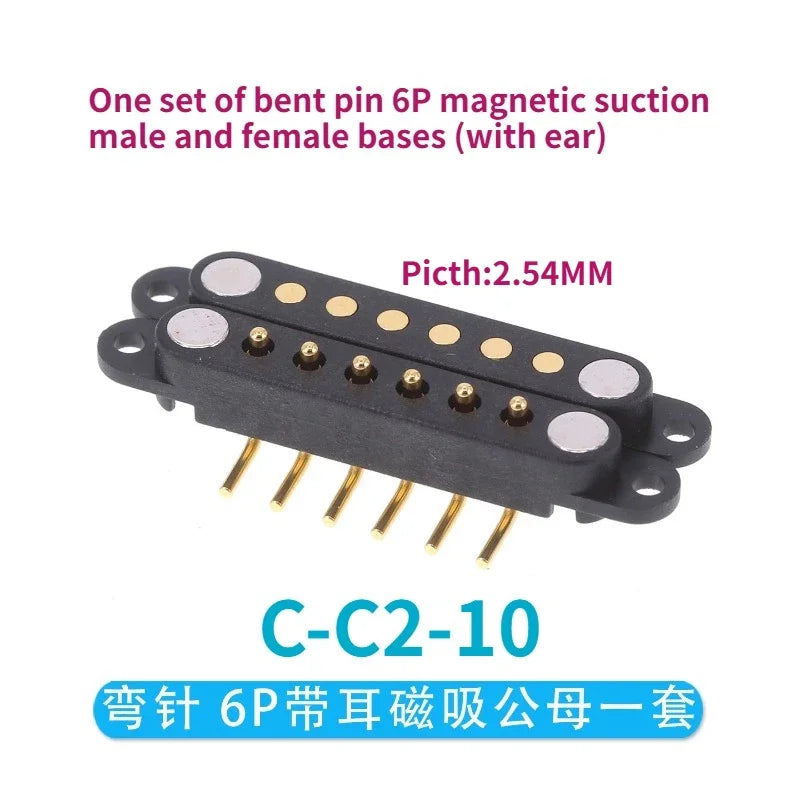 1/5 Set Waterproof DC Magnetic Pogo Pin Connector 2 3 4 5 6 7 8 9 Poles 2.54 MM Pogopin Male Female Contact Strip 90 Degree